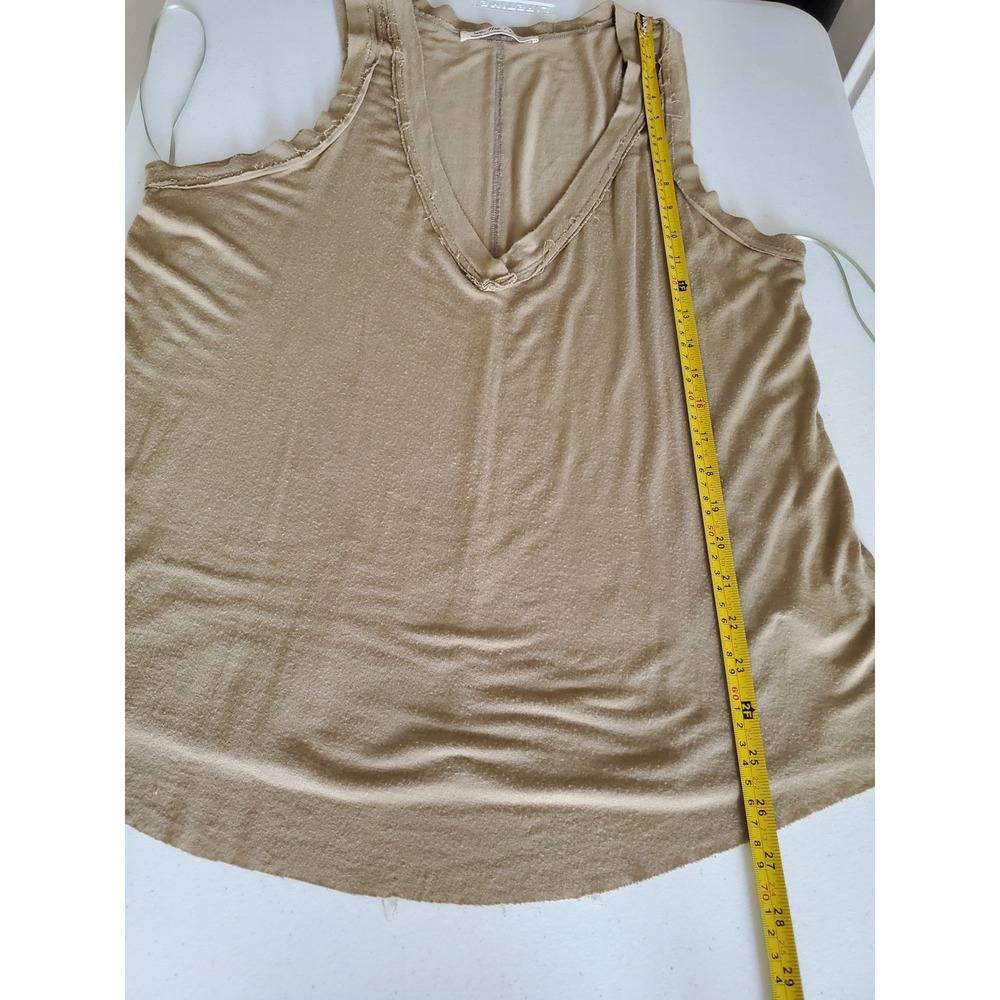 Free People Tan V-Neck Raw Edge Easy Tank Top OB1194459 Medium Stretch - Picture 9 of 10